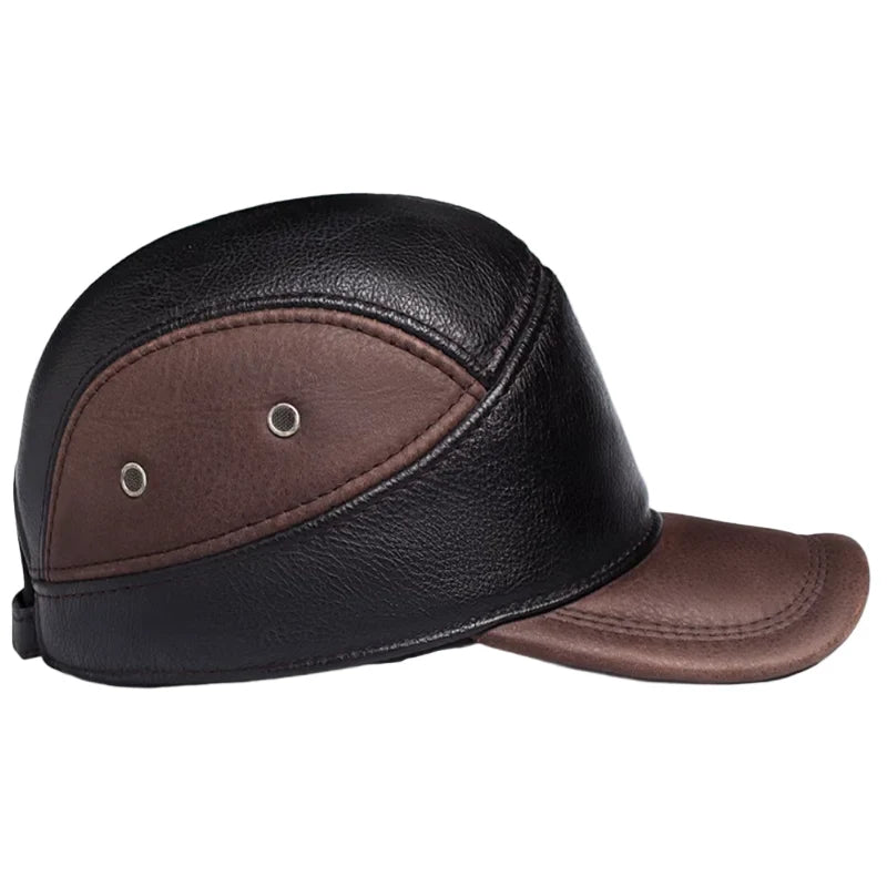 LeBlanc Earflaps Genuine Leather Baseball Cap