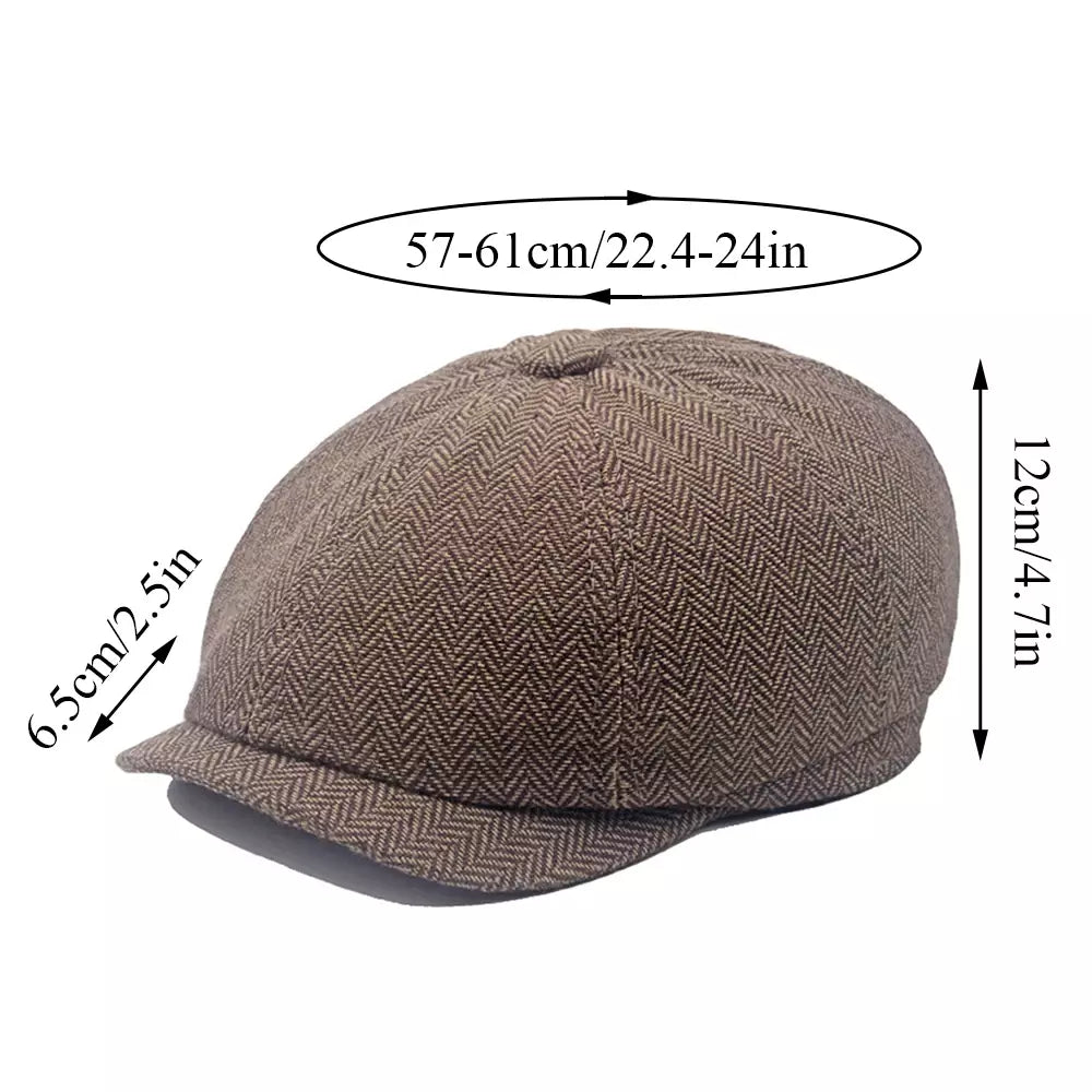 Leacock Herringbone Newsboy Cap