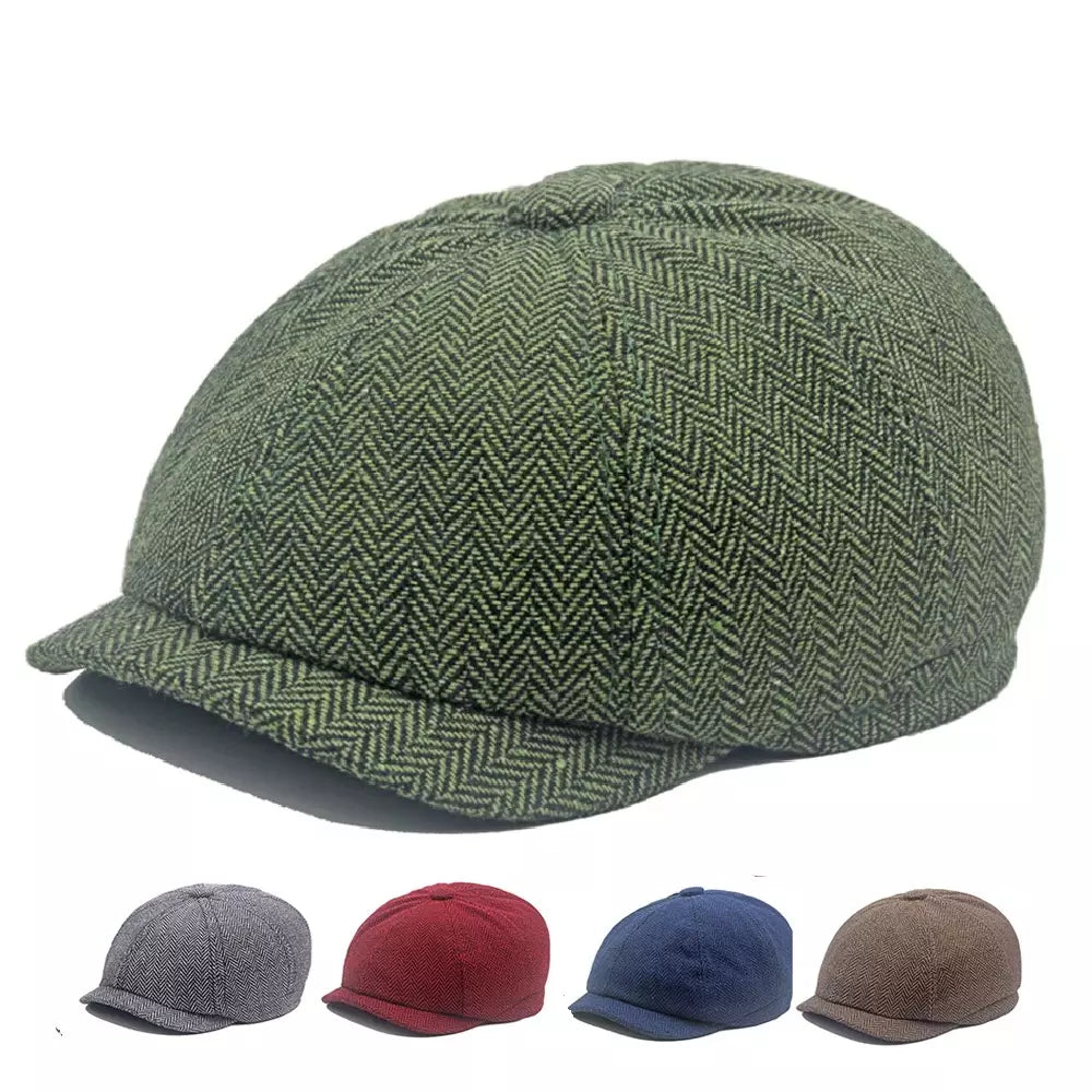 Leacock Herringbone Newsboy Cap