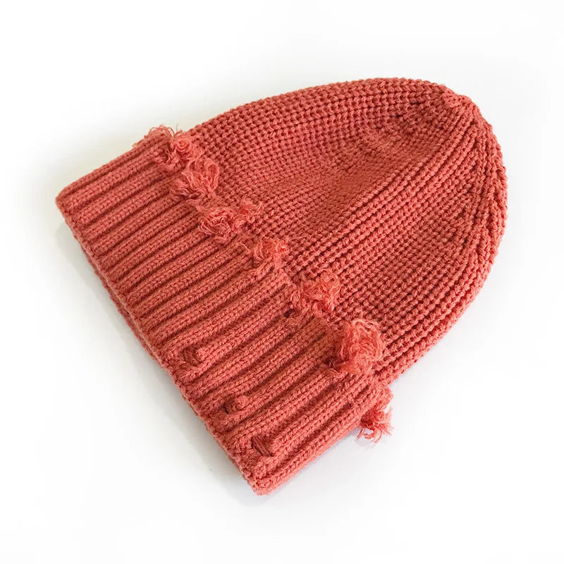 Leeds Winter Frayed Knitted Cotton Beanie