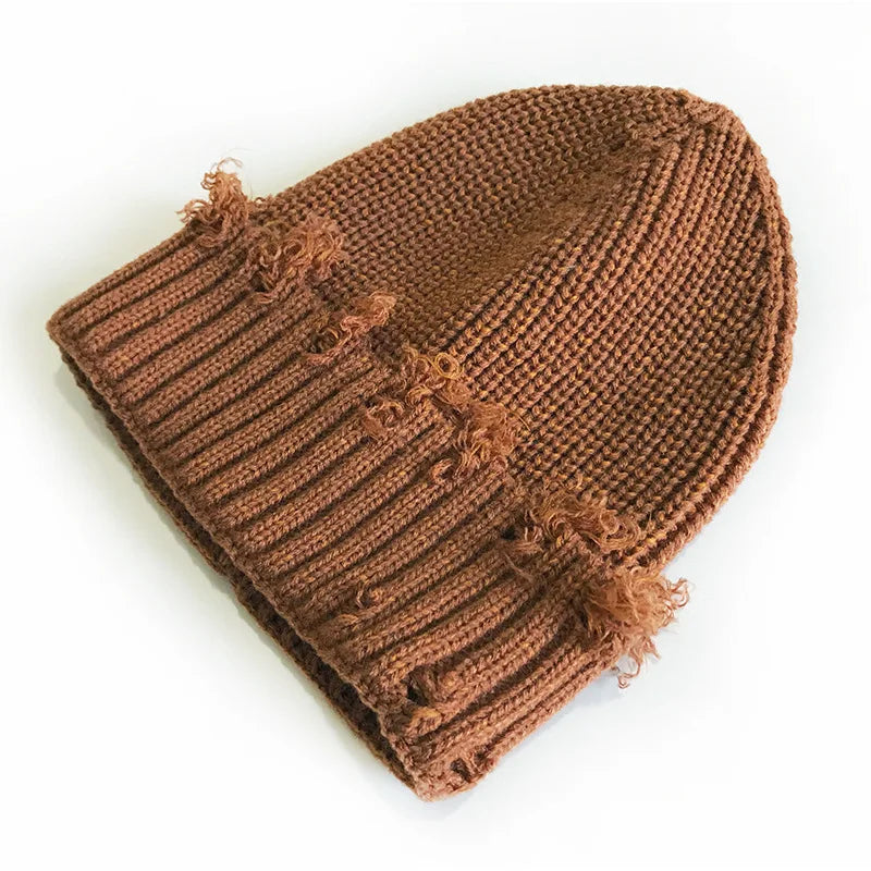 Leeds Winter Frayed Knitted Cotton Beanie