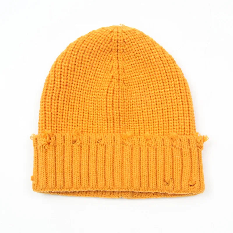 Leeds Winter Frayed Knitted Cotton Beanie