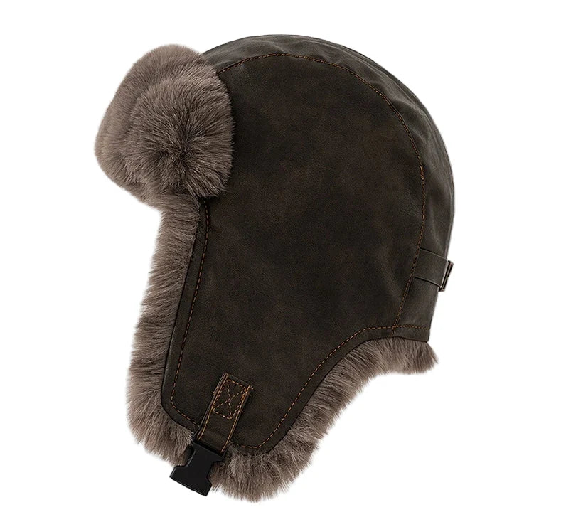 Leningrad Winter Leather Trapper Bomber Hat
