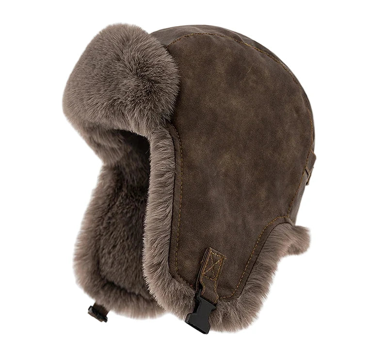Leningrad Winter Leather Trapper Bomber Hat