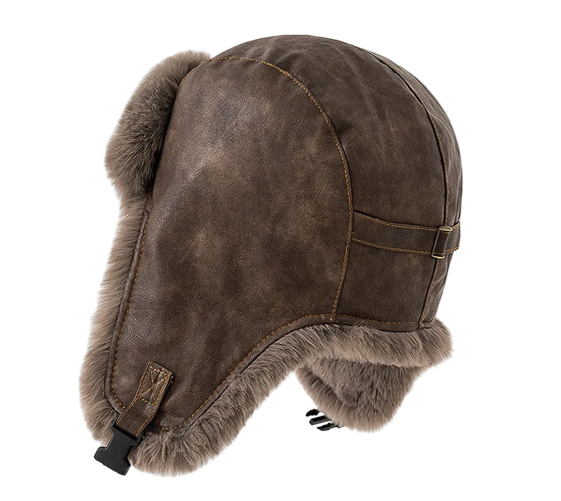 Leningrad Winter Leather Trapper Bomber Hat