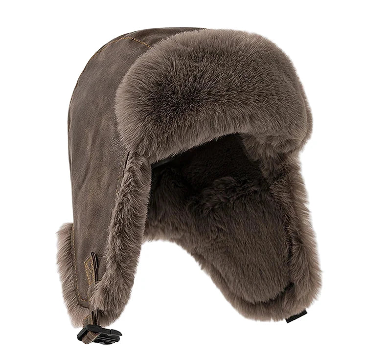 Leningrad Winter Leather Trapper Bomber Hat