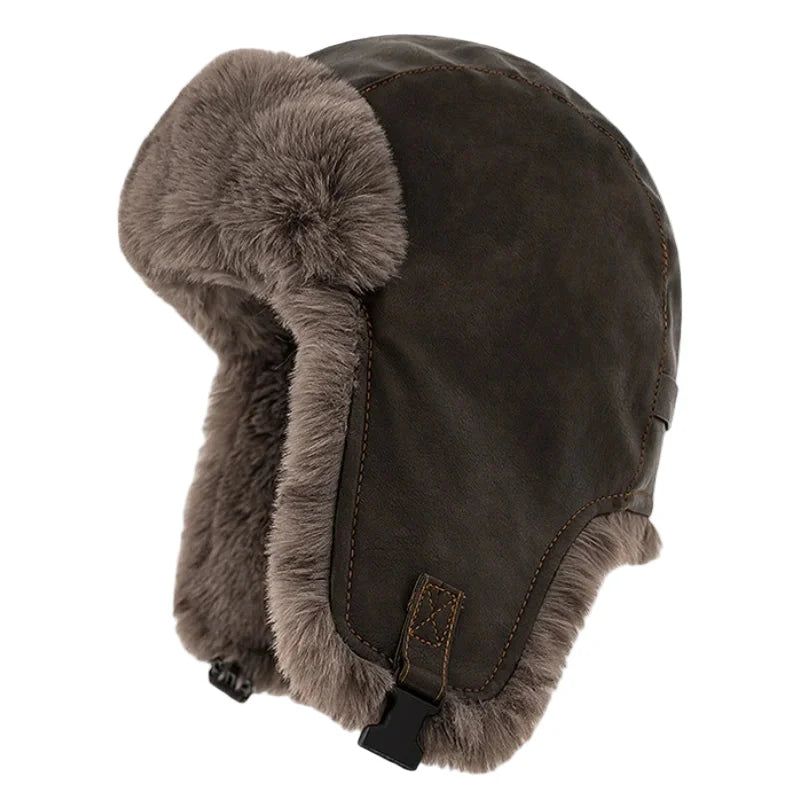 Leningrad Winter Leather Trapper Bomber Hat