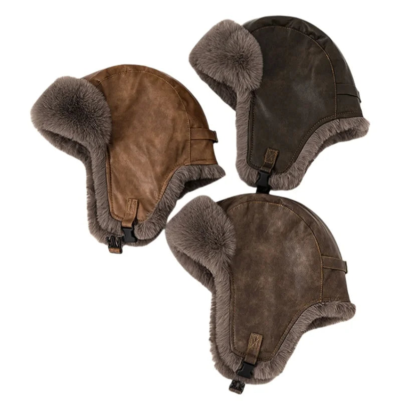 Leningrad Winter Leather Trapper Bomber Hat
