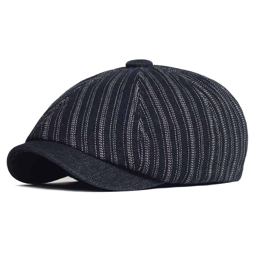 Lens Striped Cotton Newsboy Cap