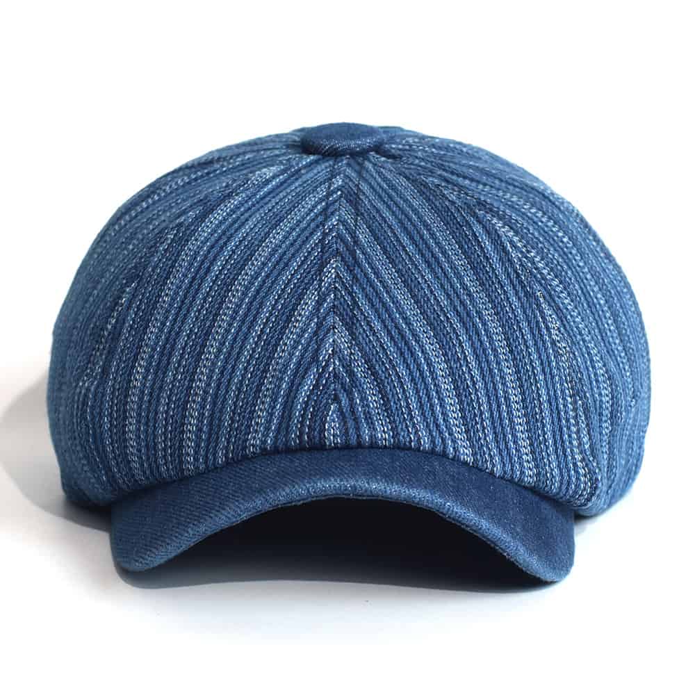 Lens Striped Cotton Newsboy Cap