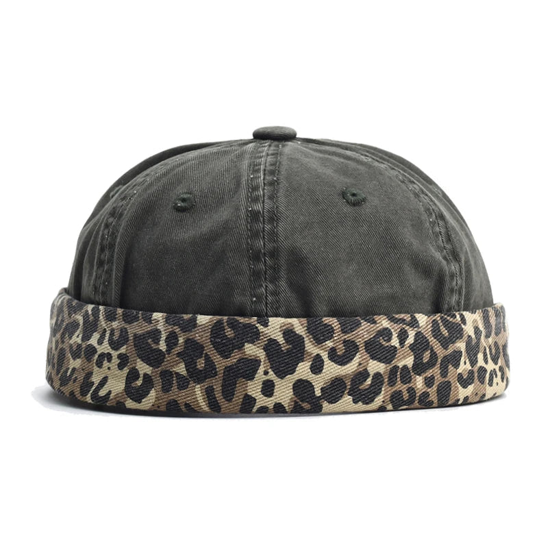 Leopard Cotton Brimless Docker Cap