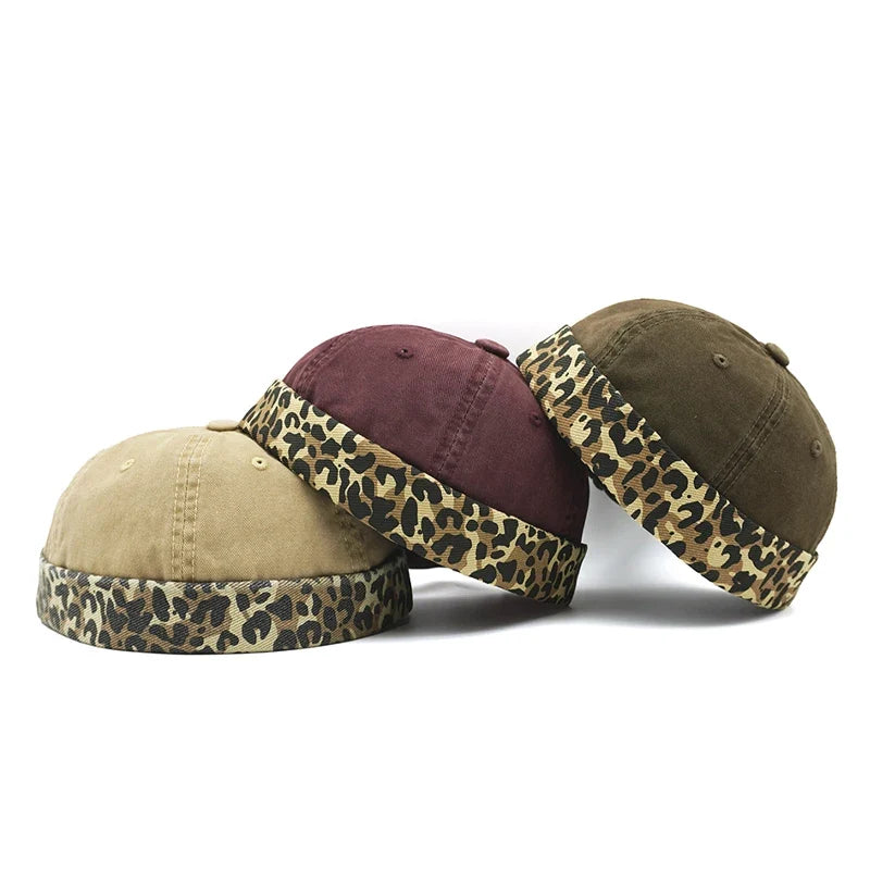 Leopard Cotton Brimless Docker Cap