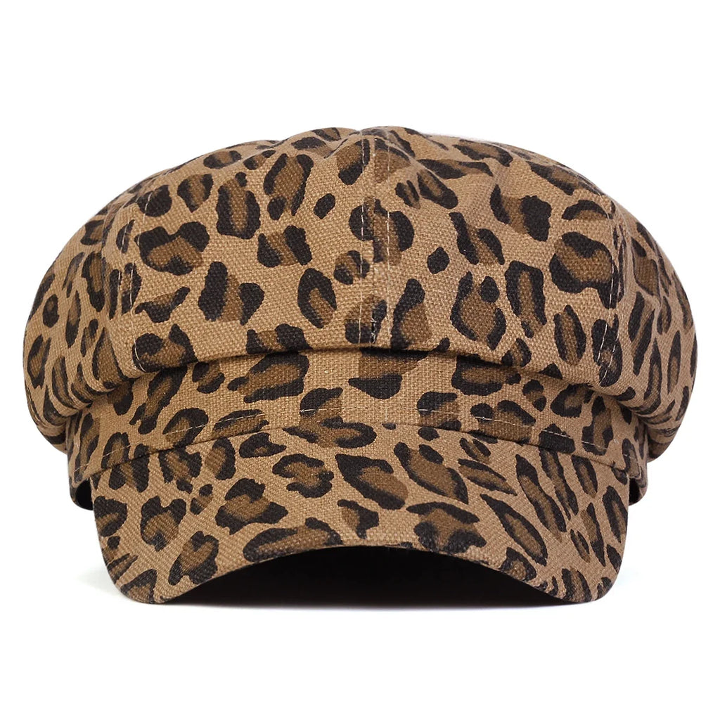 Leopard Skin Woman Newsboy Cap