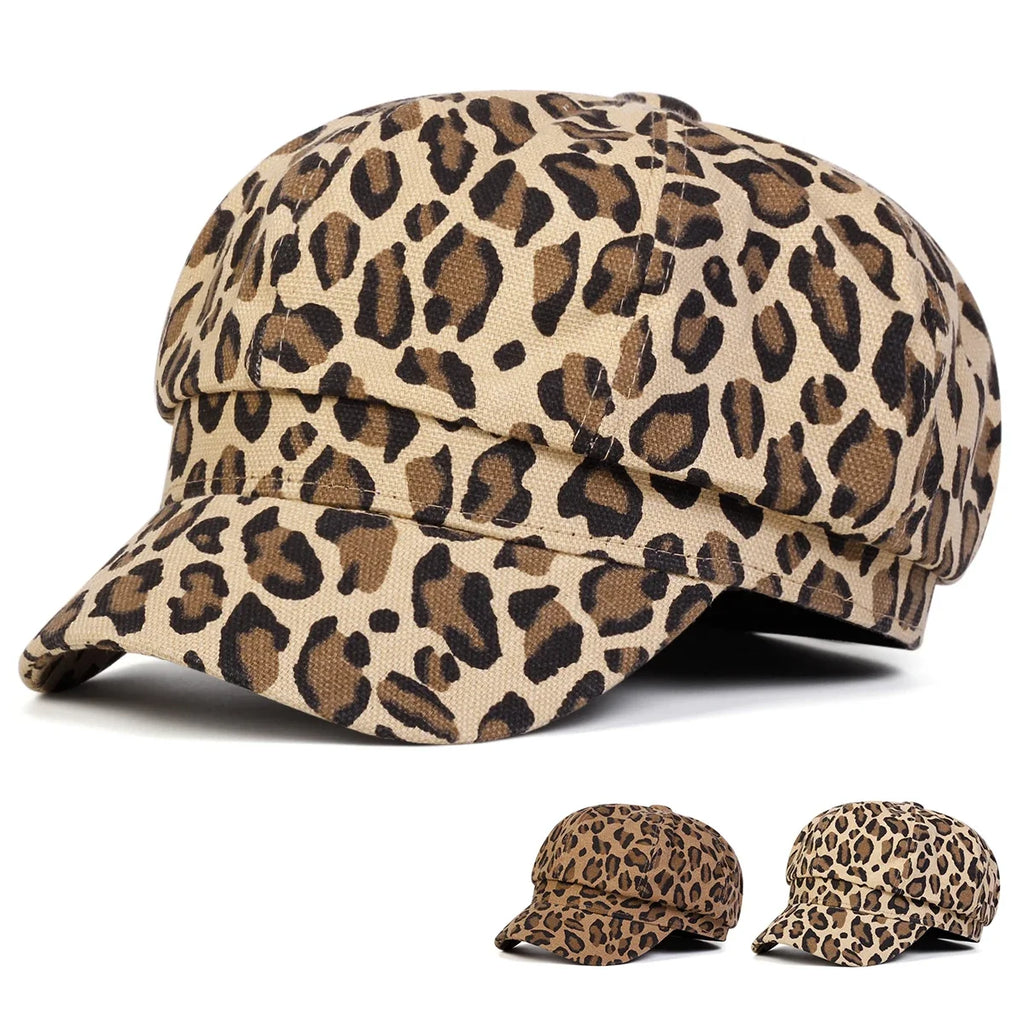 Leopard Skin Woman Newsboy Cap