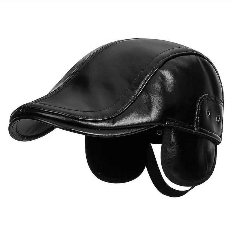 Lewistown Winter Leather Earflaps Duckbill Flat Cap
