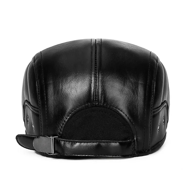 Lewistown Winter Leather Earflaps Duckbill Flat Cap