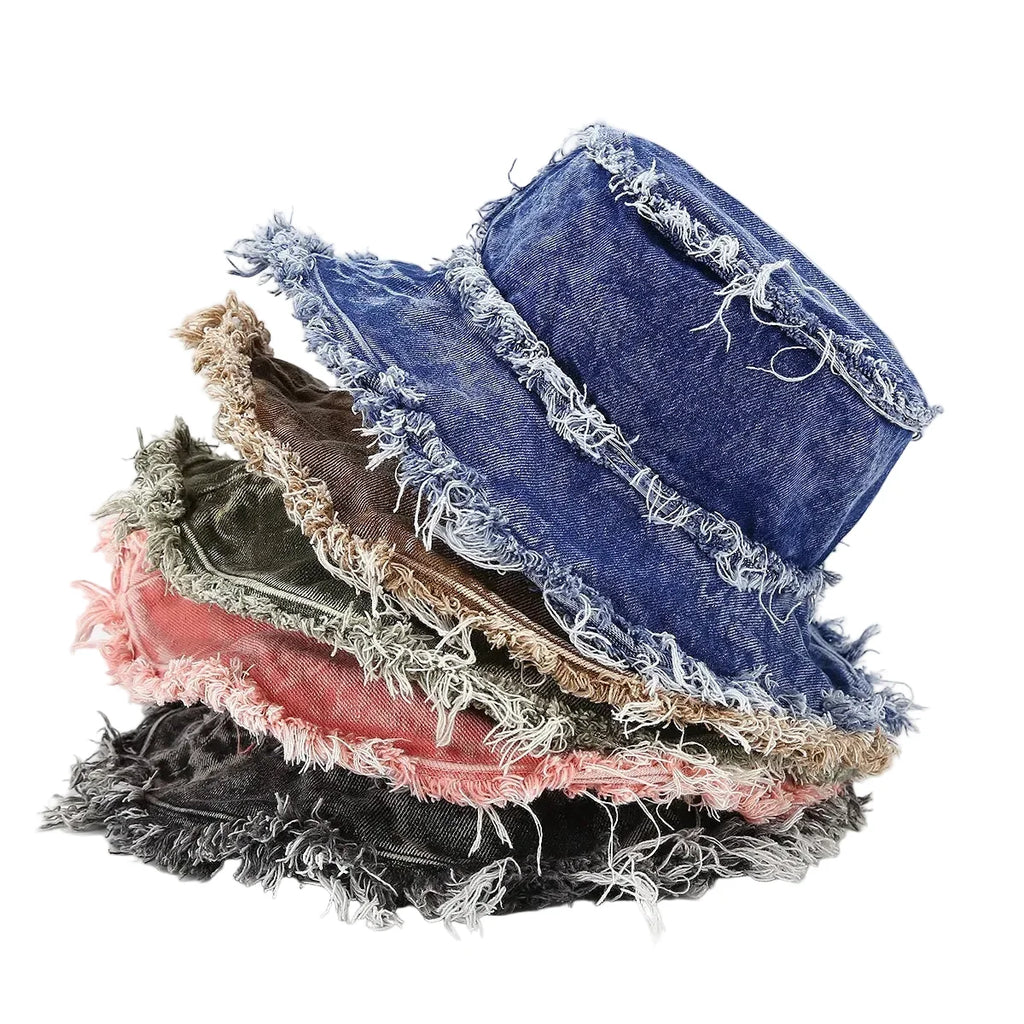 Leyton Retro Ripped Denim Bucket Hat