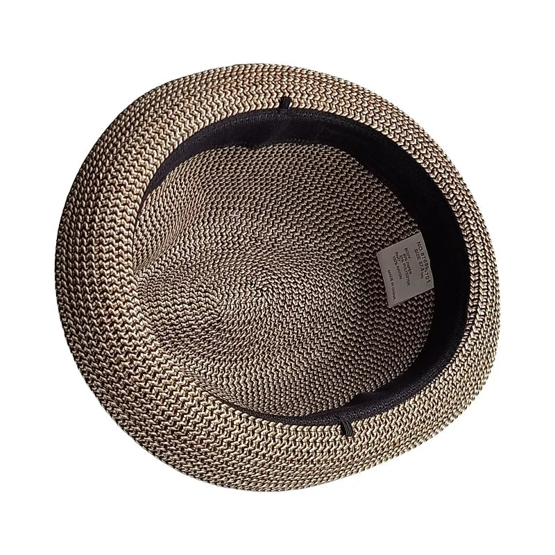 Liguria Handmade Summer Straw Feather Porkpie Hat