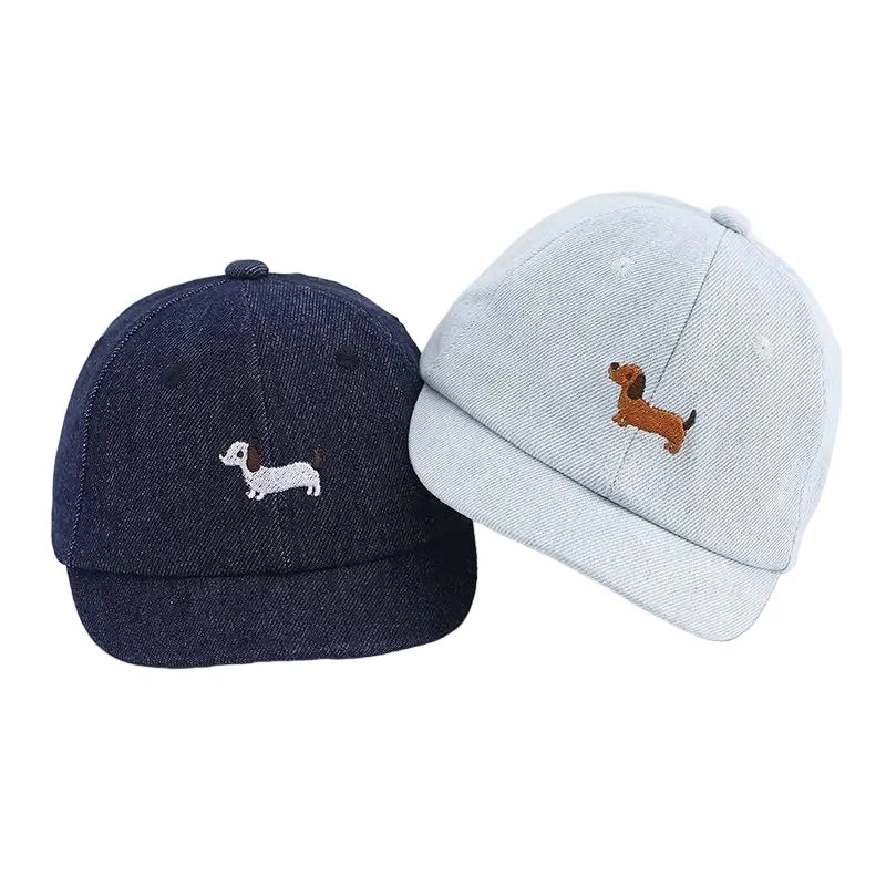 Little Dachshund Kids Short Brim Baseball Cap