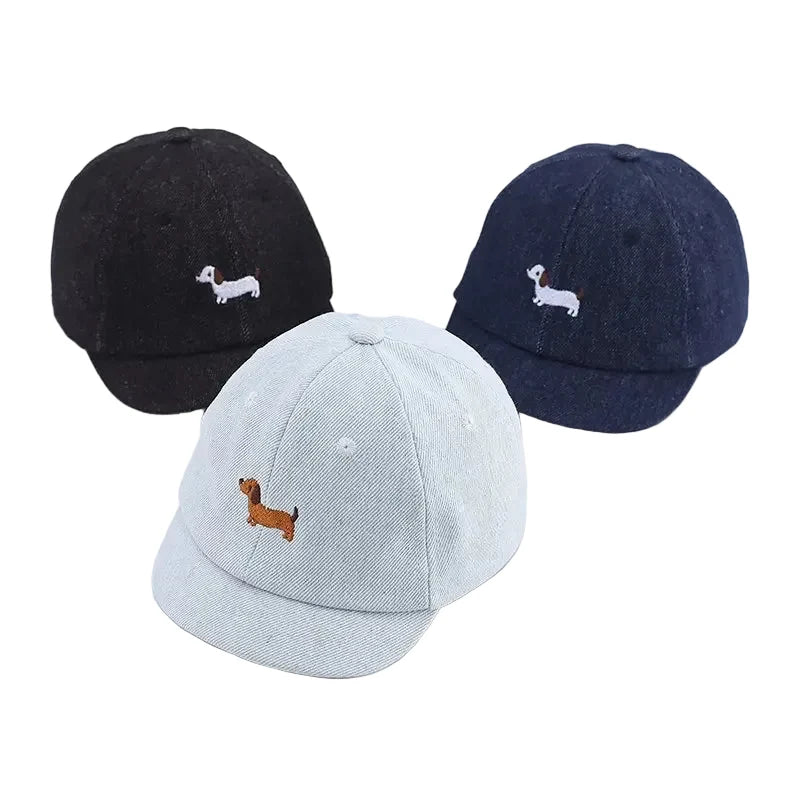 Little Dachshund Kids Short Brim Baseball Cap