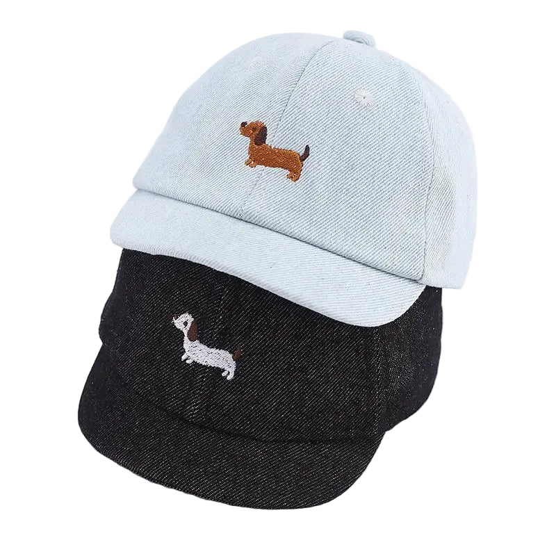 Little Dachshund Kids Short Brim Baseball Cap