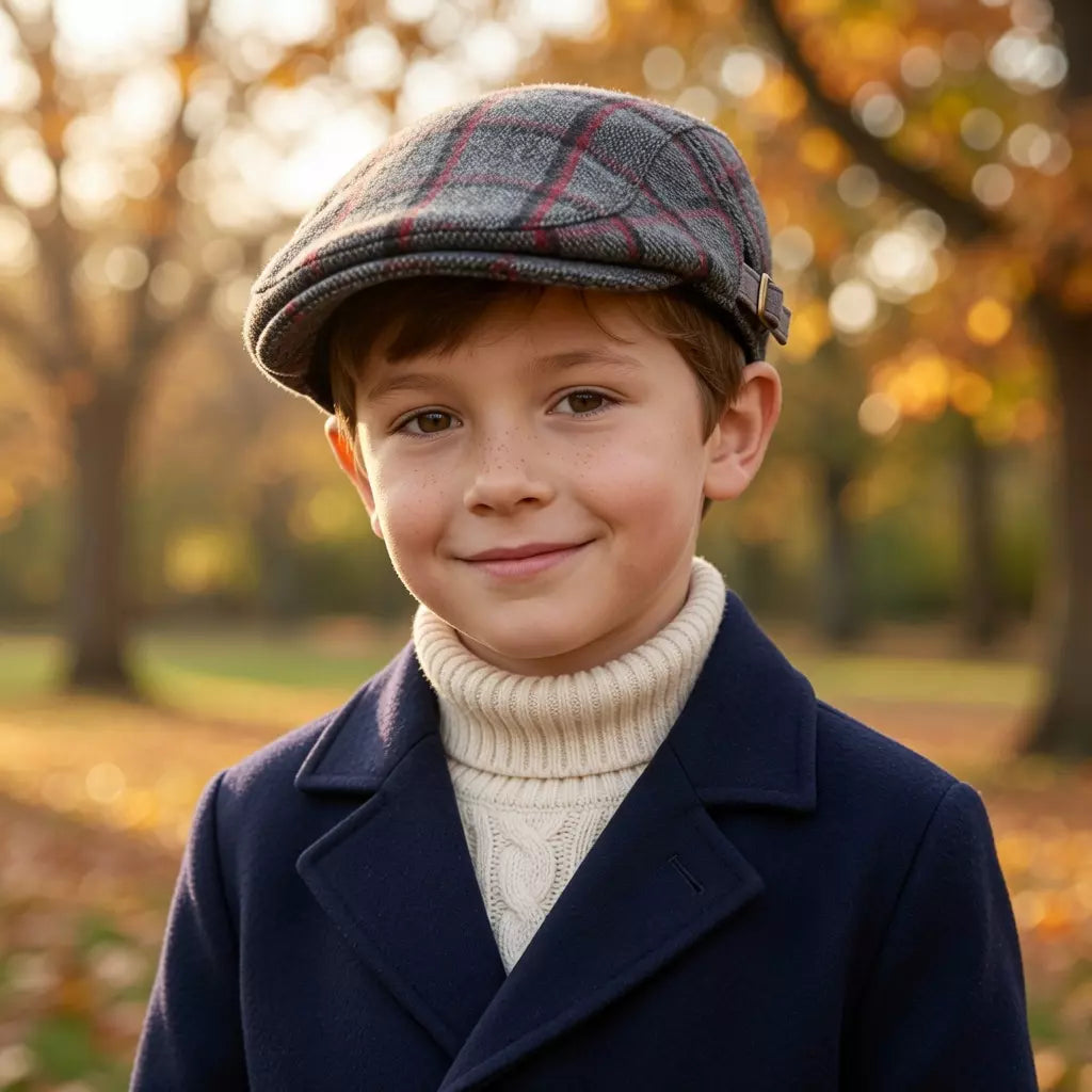 Liverpool Kids Plaid Wool Duckbill Flat Cap