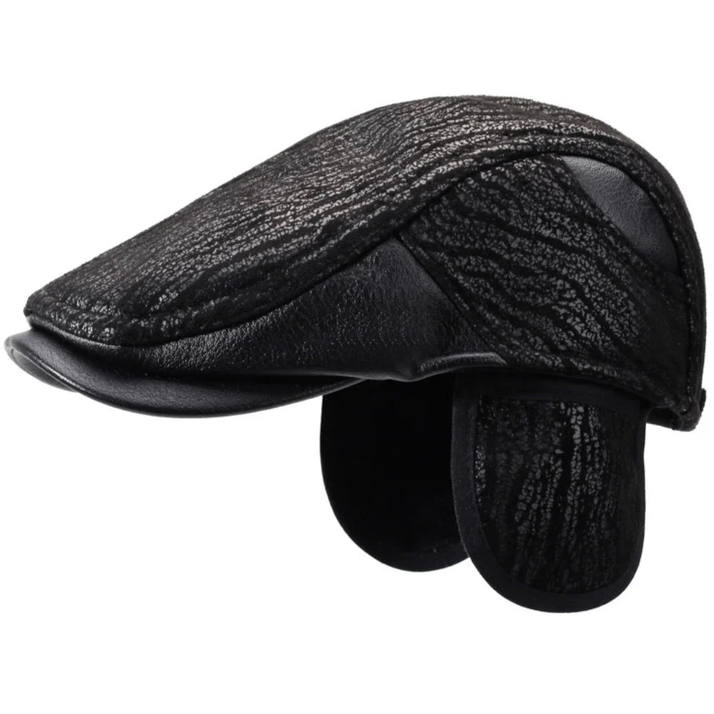 London Winter Earflaps Burned Flat Cap