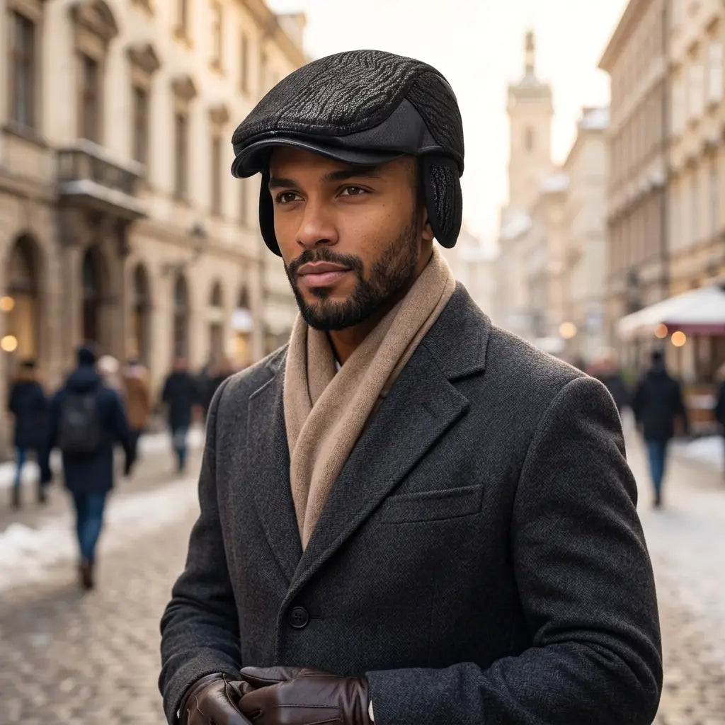 London Winter Earflaps Burned Flat Cap