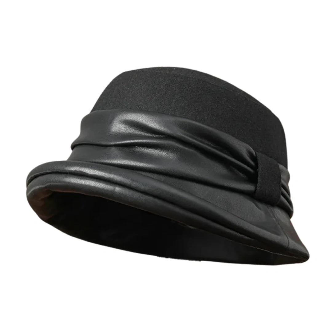 Lorraine Women Wool Leather Cloche Hat
