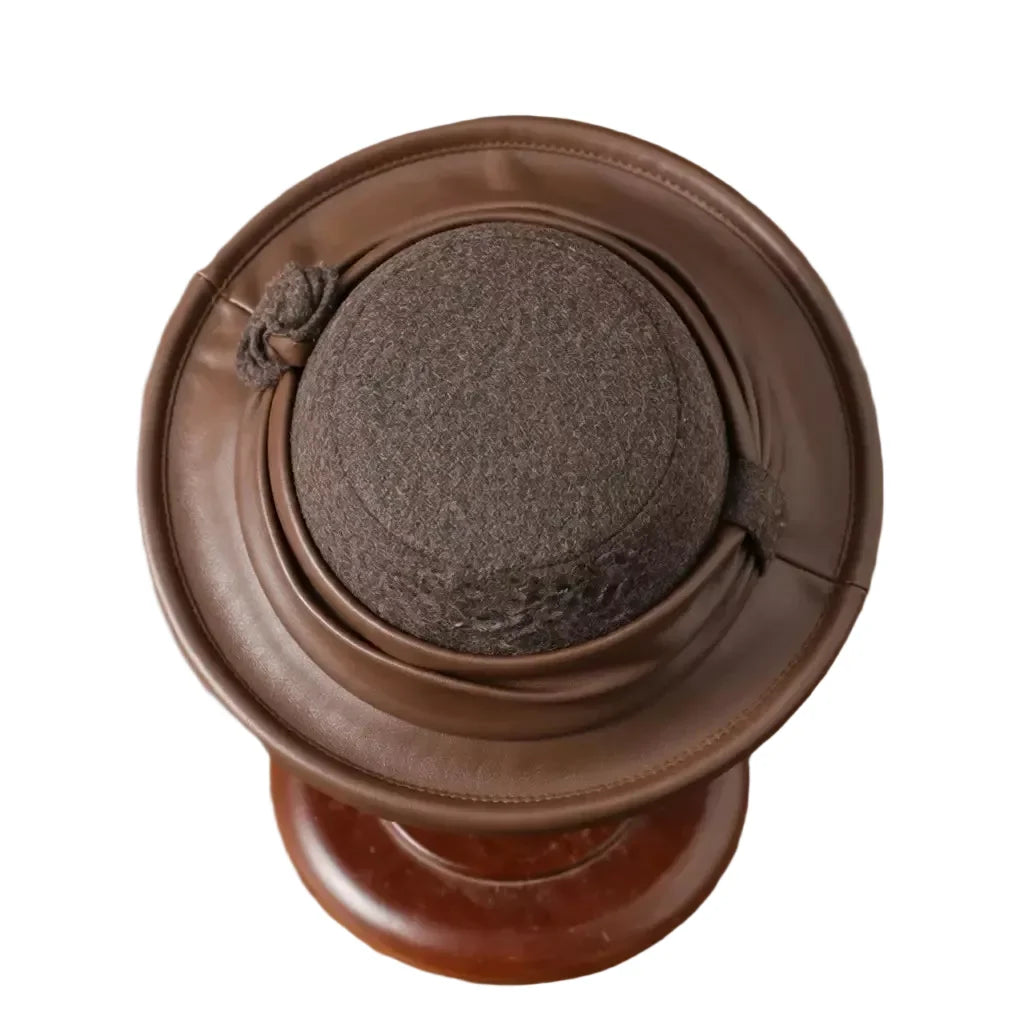 Lorraine Women Wool Leather Cloche Hat