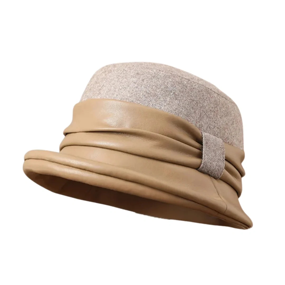 Lorraine Women Wool Leather Cloche Hat