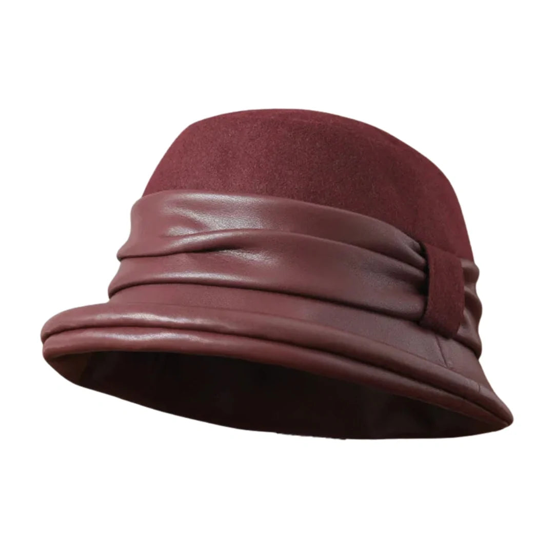 Lorraine Women Wool Leather Cloche Hat