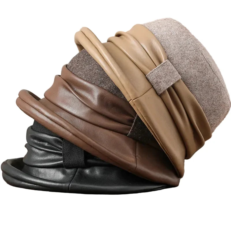 Lorraine Women Wool Leather Cloche Hat