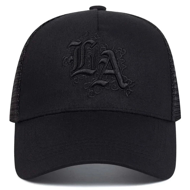 Los Angeles LA Mesh Black Trucker Cap