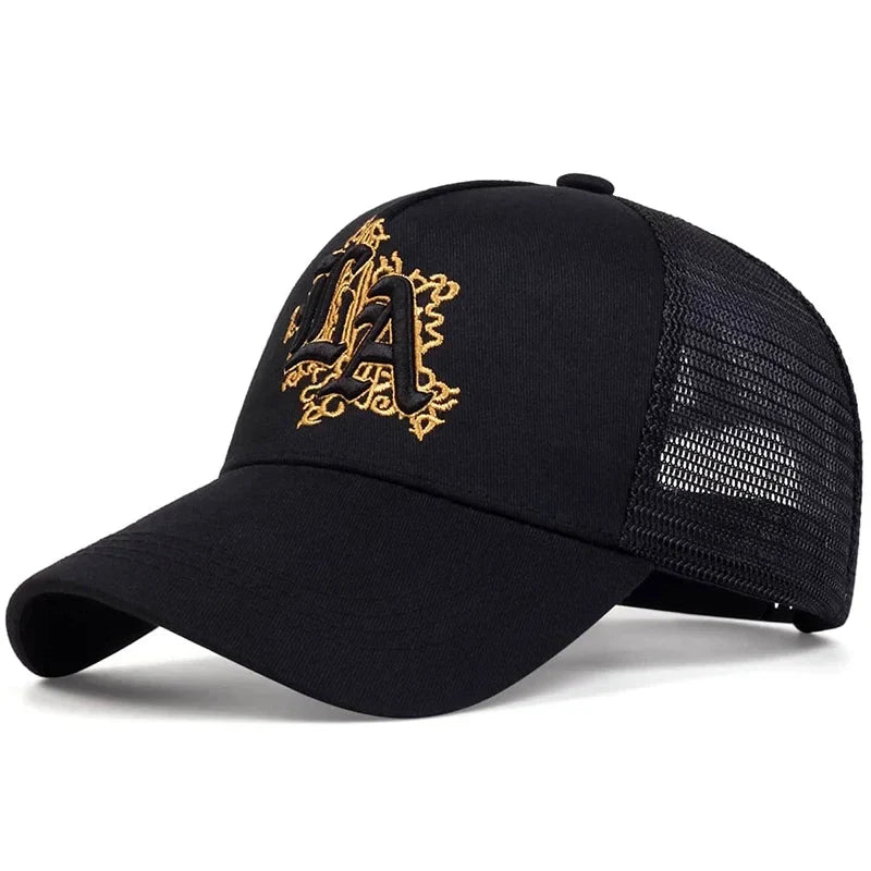 Los Angeles LA Mesh Black Trucker Cap