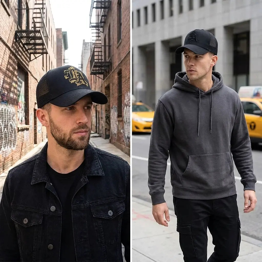 Los Angeles LA Mesh Black Trucker Cap