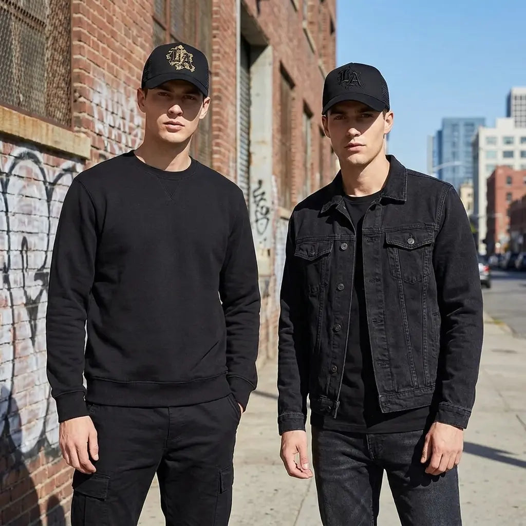 Los Angeles LA Mesh Black Trucker Cap