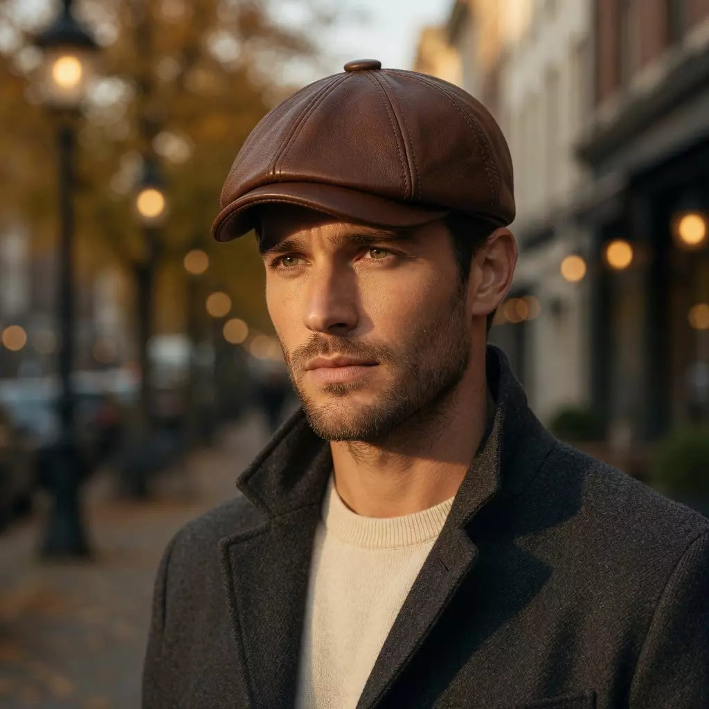 Louis Genuine Leather Newsboy Cap
