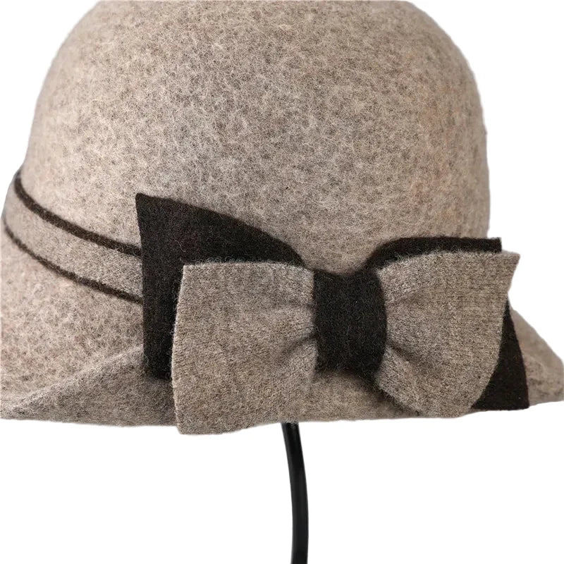 Louise Women Winter Wool Bowknot Cloche Hat