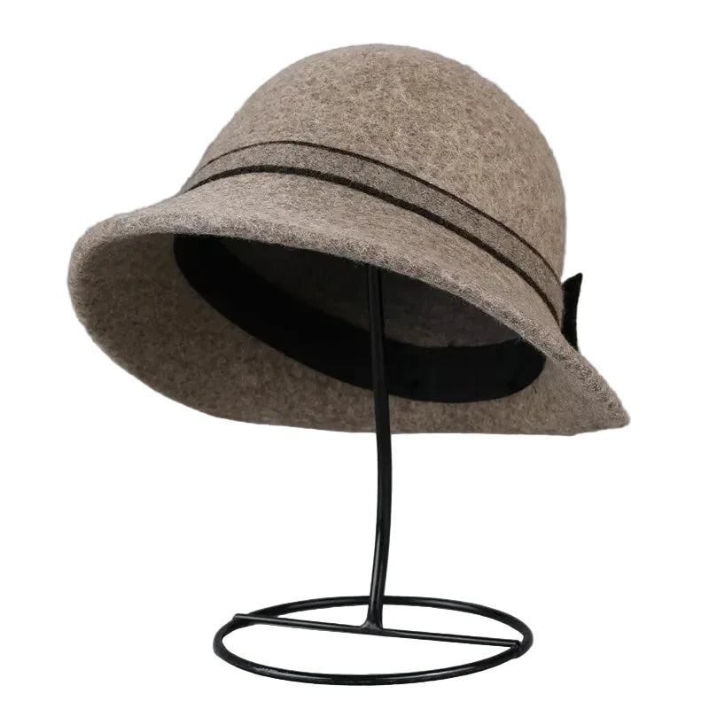 Louise Women Winter Wool Bowknot Cloche Hat