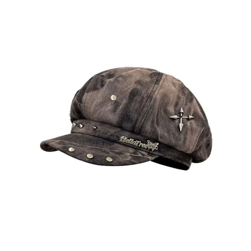Lydon Punk Star Tie-Dye Newsboy Cap