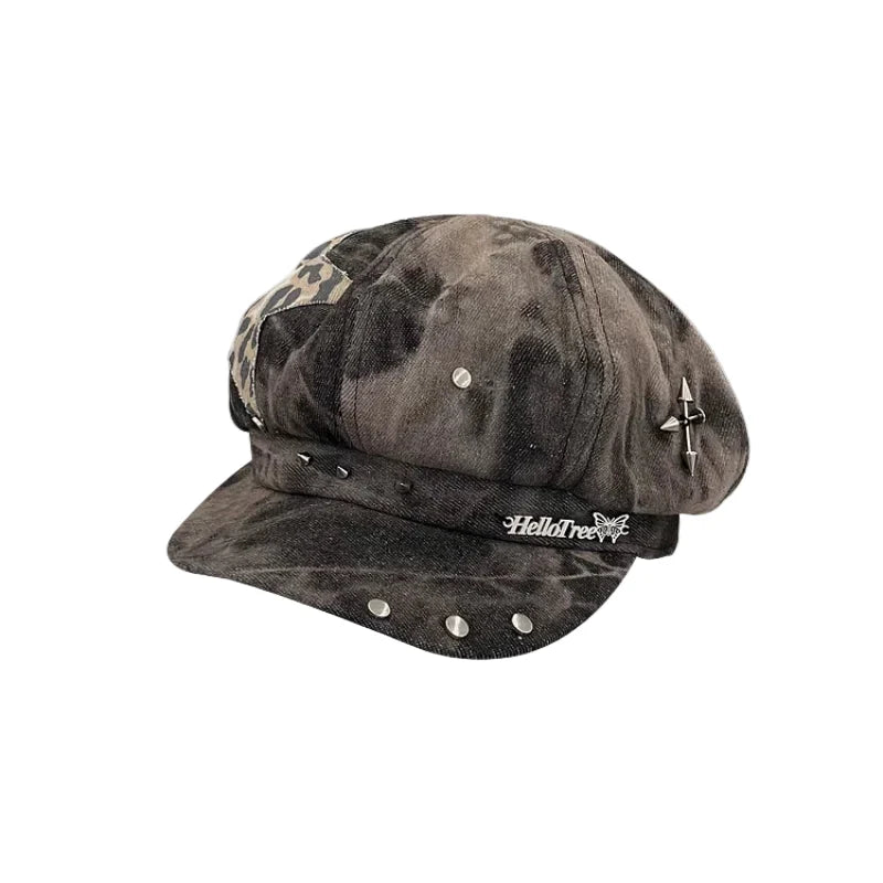 Lydon Punk Star Tie-Dye Newsboy Cap