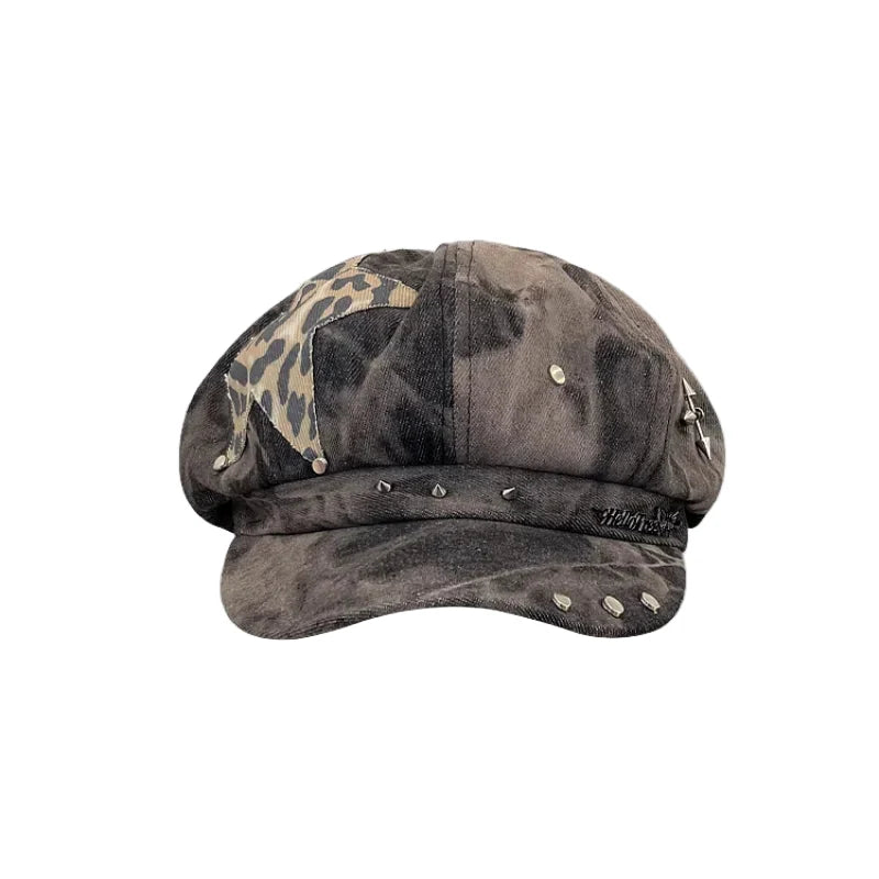 Lydon Punk Star Tie-Dye Newsboy Cap