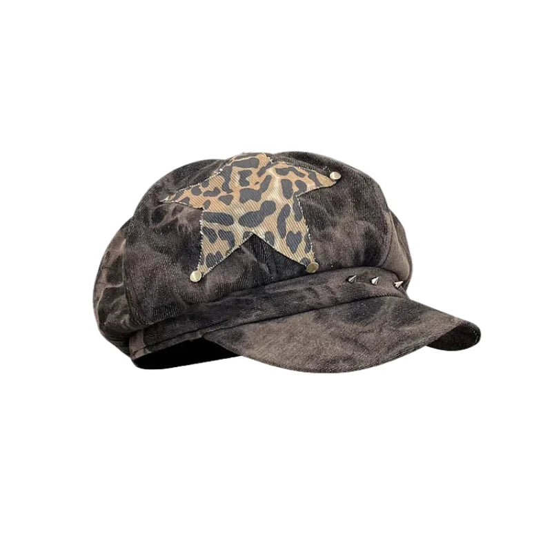 Lydon Punk Star Tie-Dye Newsboy Cap