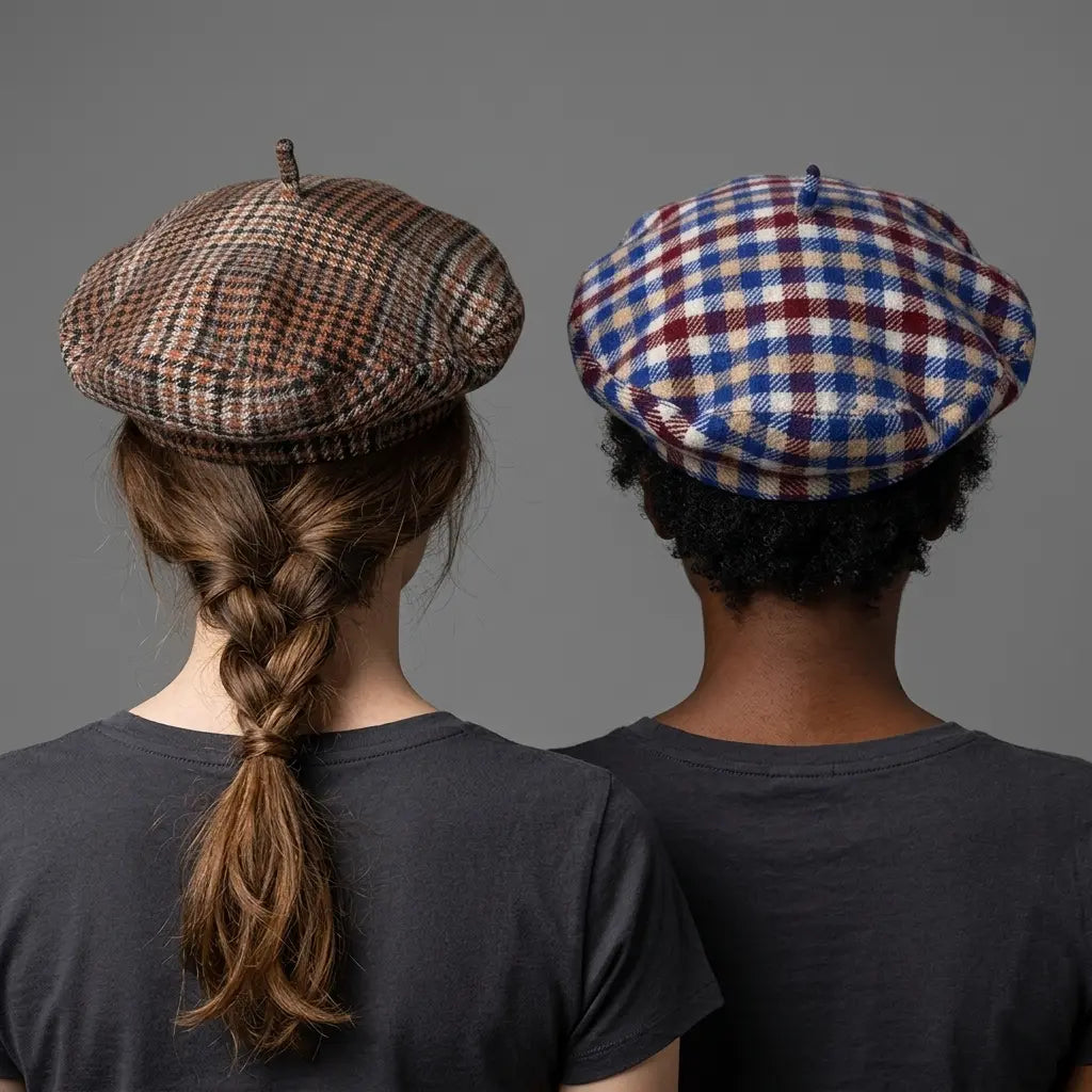 Lyon Women Plaid Houndstooth Wool Beret