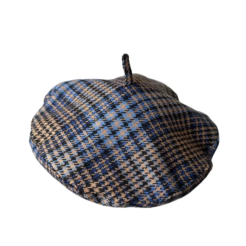 Lyon Women Plaid Houndstooth Wool Beret