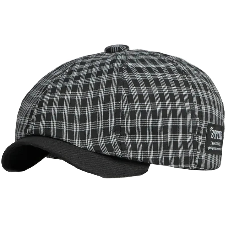 Madison Vintage Plaid Cotton Newsboy Cap