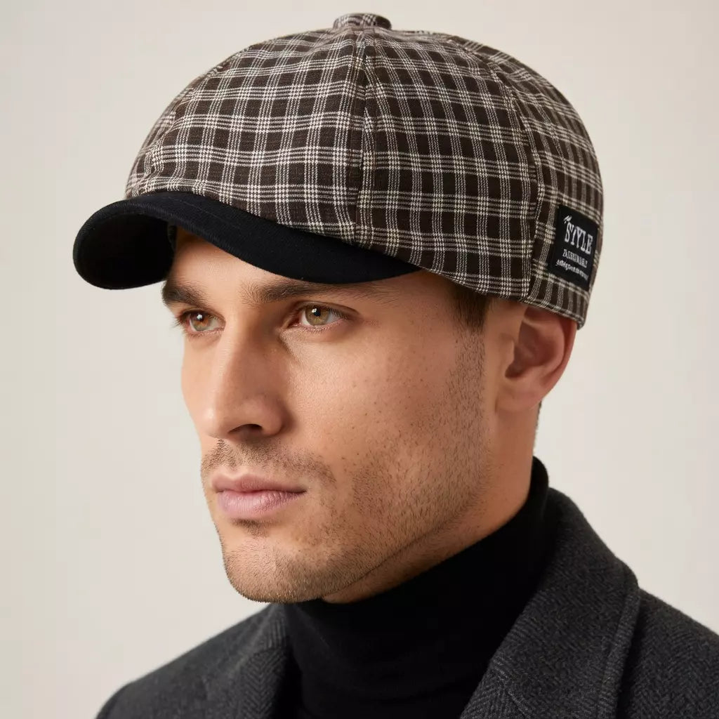 Madison Vintage Plaid Cotton Newsboy Cap