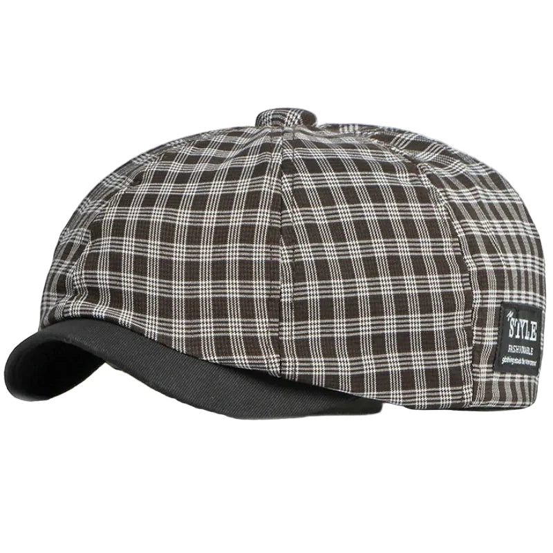 Madison Vintage Plaid Cotton Newsboy Cap