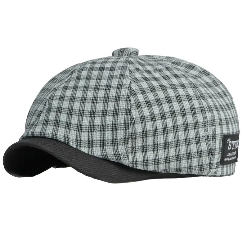 Madison Vintage Plaid Cotton Newsboy Cap